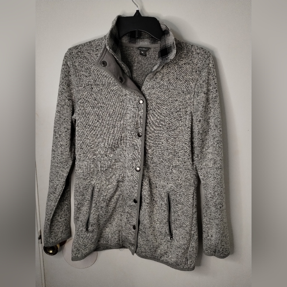 Eddie Bauer Gray Sweater Fleece‎ Jacket Women's Size Small